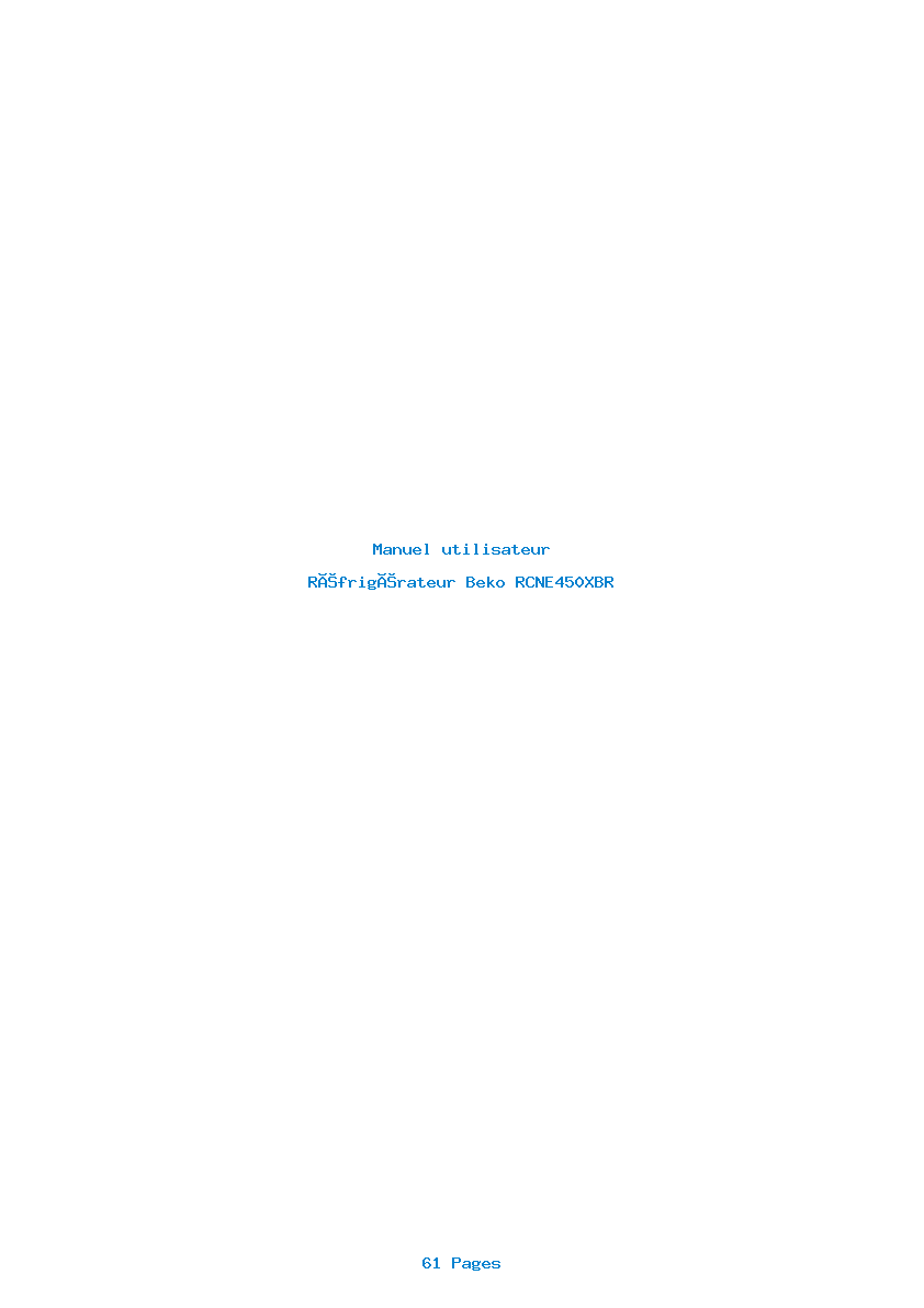 Page 1 de la notice Manuel utilisateur Beko RCNE450XBR