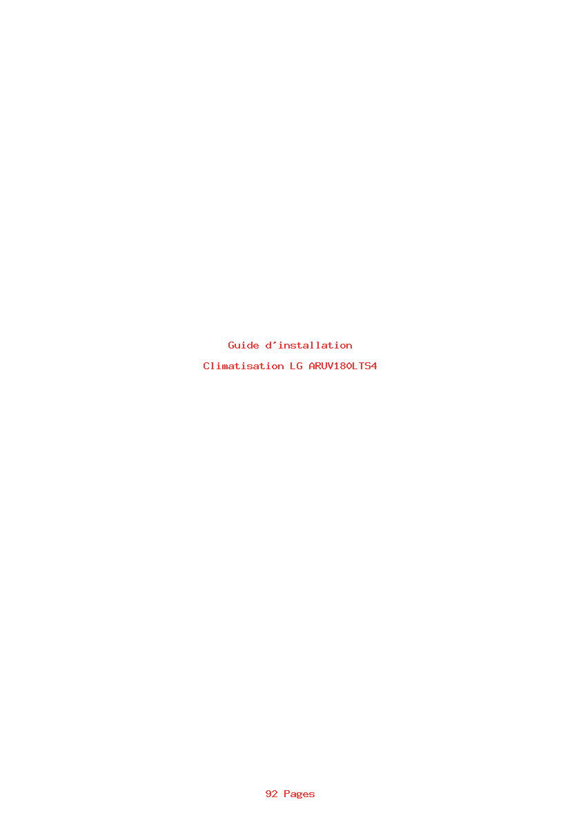 Page 1 de la notice Guide d'installation LG ARUV180LTS4