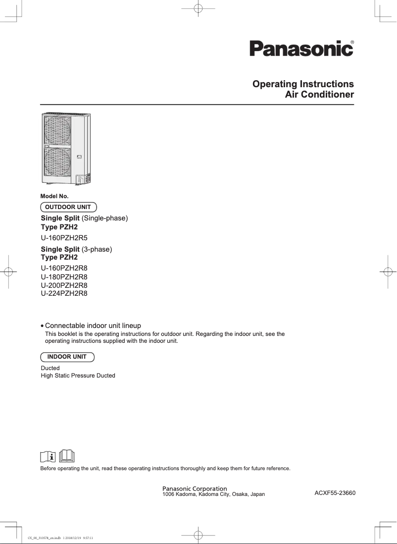 Page 1 of the manual User Manual Panasonic U-180PZH2R8