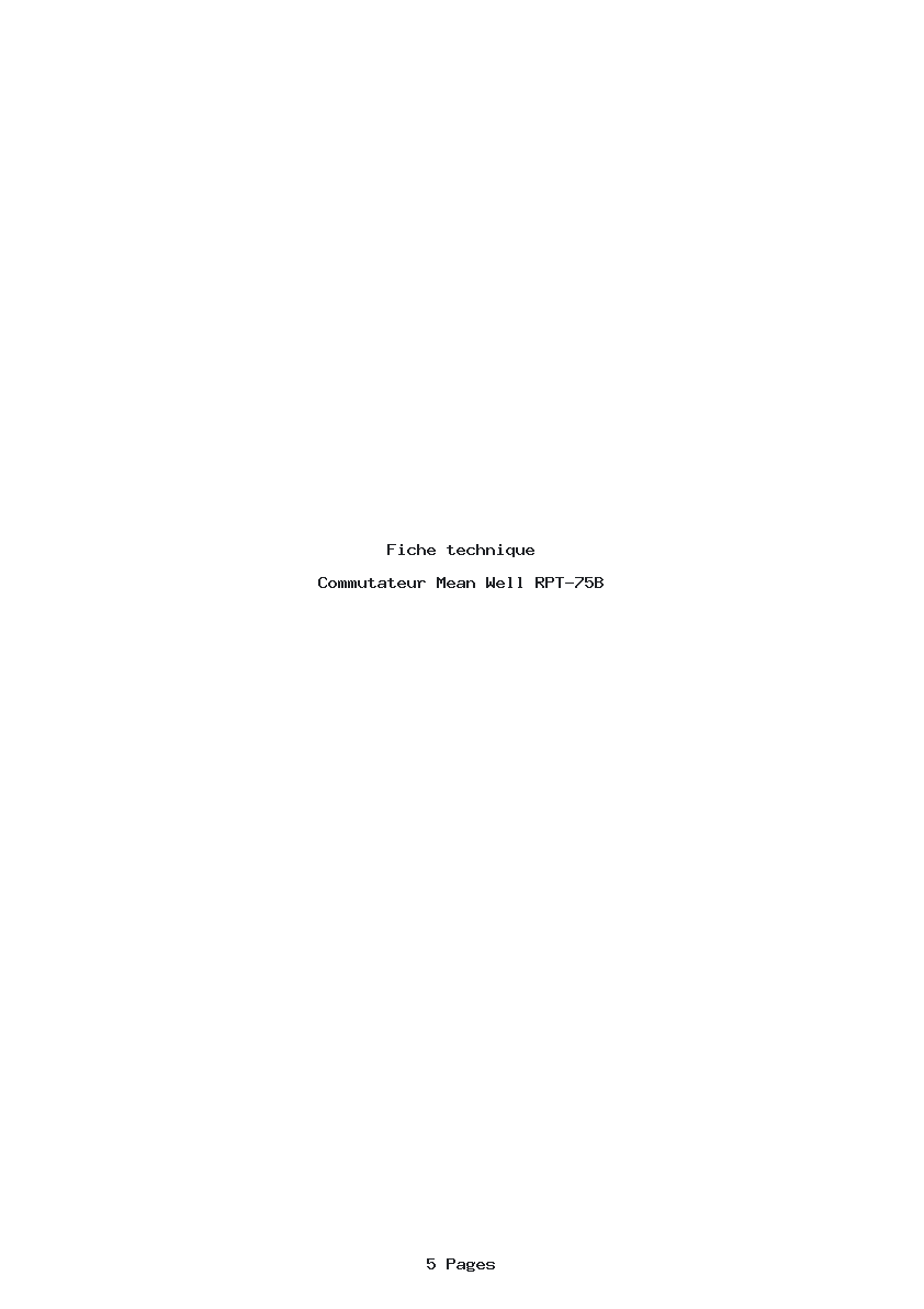 Page 1 de la notice Fiche technique Mean Well RPT-75B