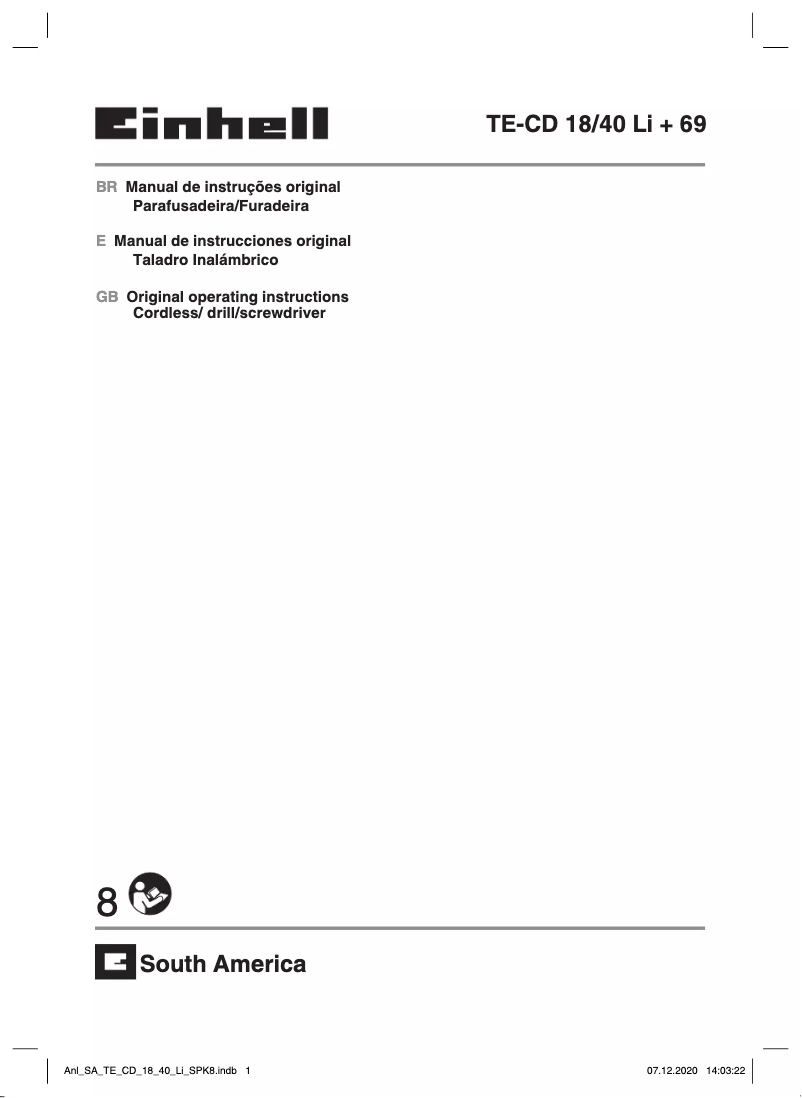 Página 1 del manual Manual de usuario Einhell TE-CD 18/40 Li + 69