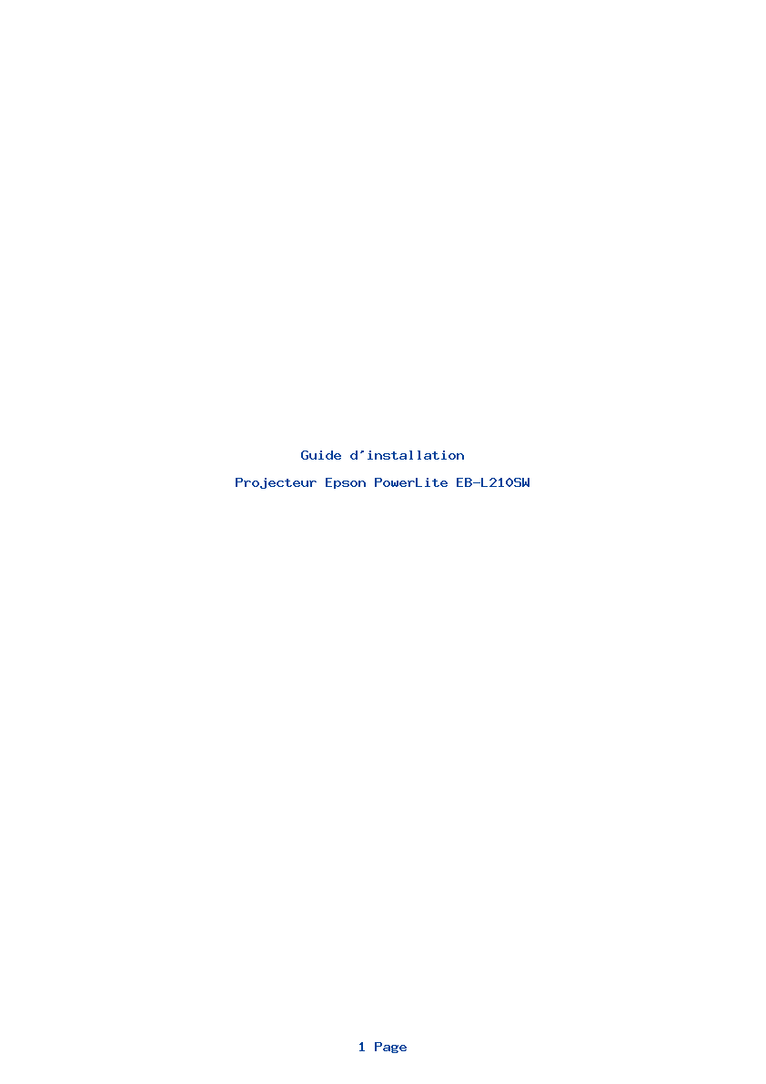 Page 1 de la notice Guide d'installation Epson PowerLite EB-L210SW
