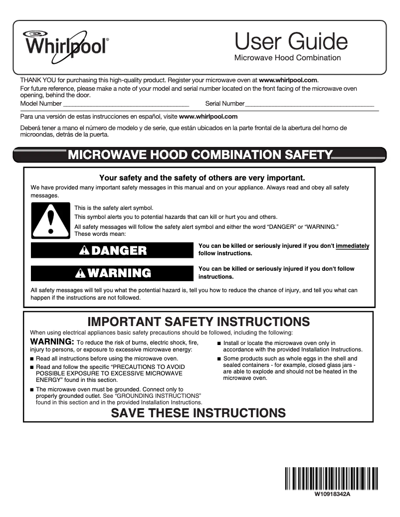 Página 1 del manual Manual de usuario Whirlpool WMH32519HZ