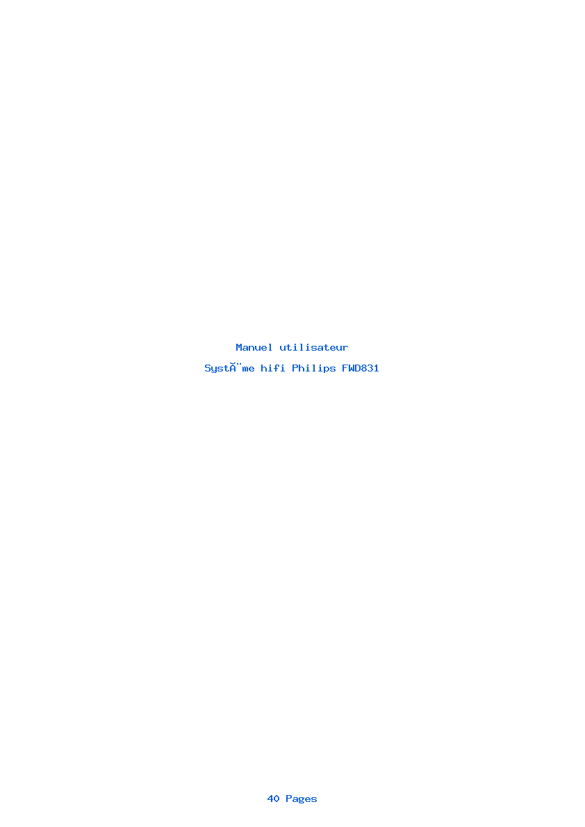 Page 1 de la notice Manuel utilisateur Philips FWD831
