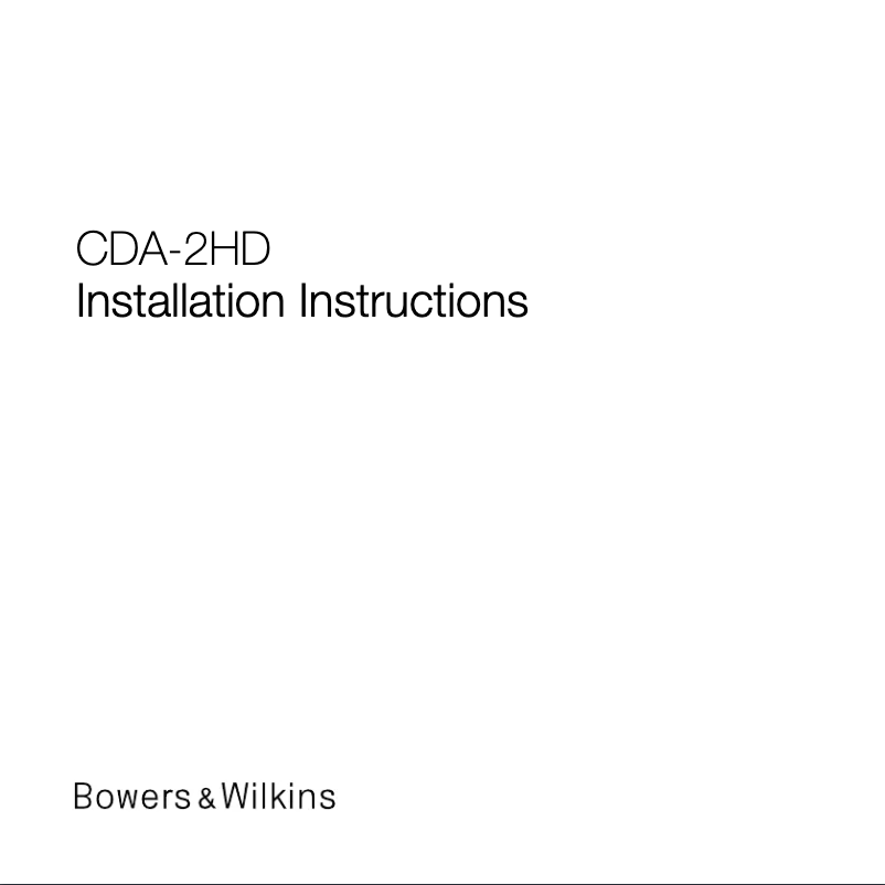 Page 1 of the manual Installation Guide Bowers & Wilkins CDA-2HD