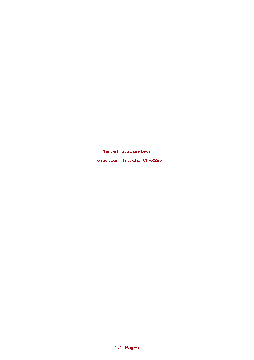 Page 1 de la notice Manuel utilisateur Hitachi CP-X265