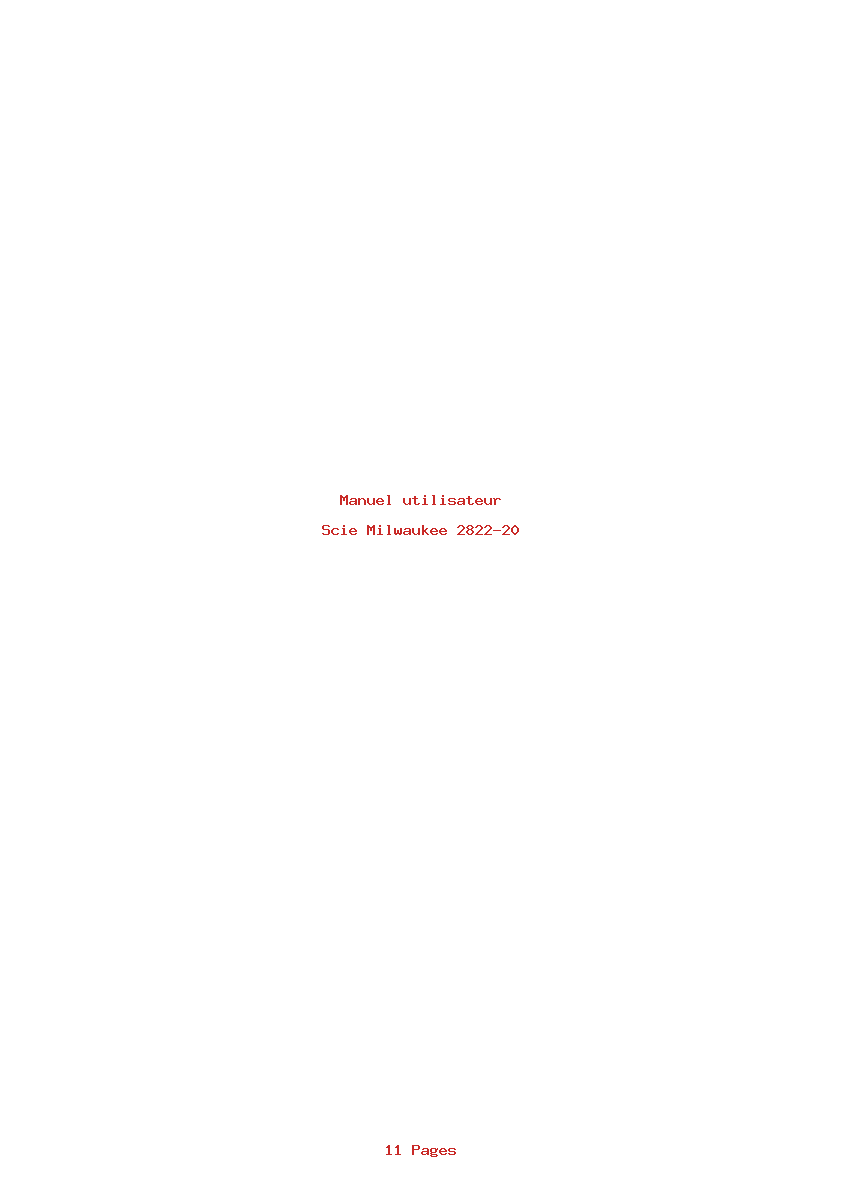 Page 1 de la notice Manuel utilisateur Milwaukee 2822-20