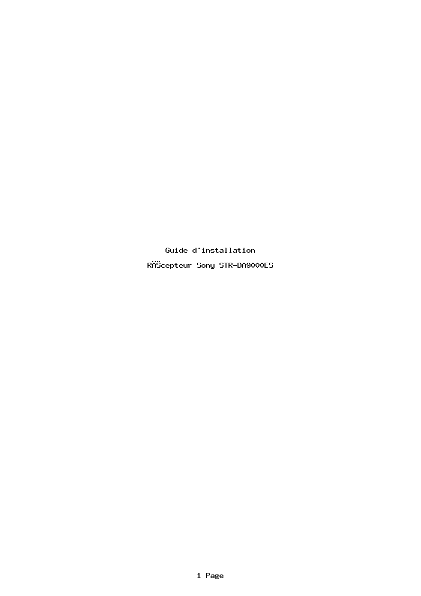 Page 1 de la notice Guide d'installation Sony STR-DA9000ES