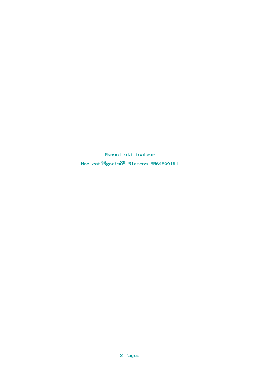 Page 1 de la notice Manuel utilisateur Siemens SR64E001RU