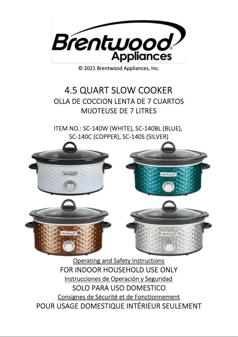 Page 1 of the manual User Manual Brentwood SC-140W