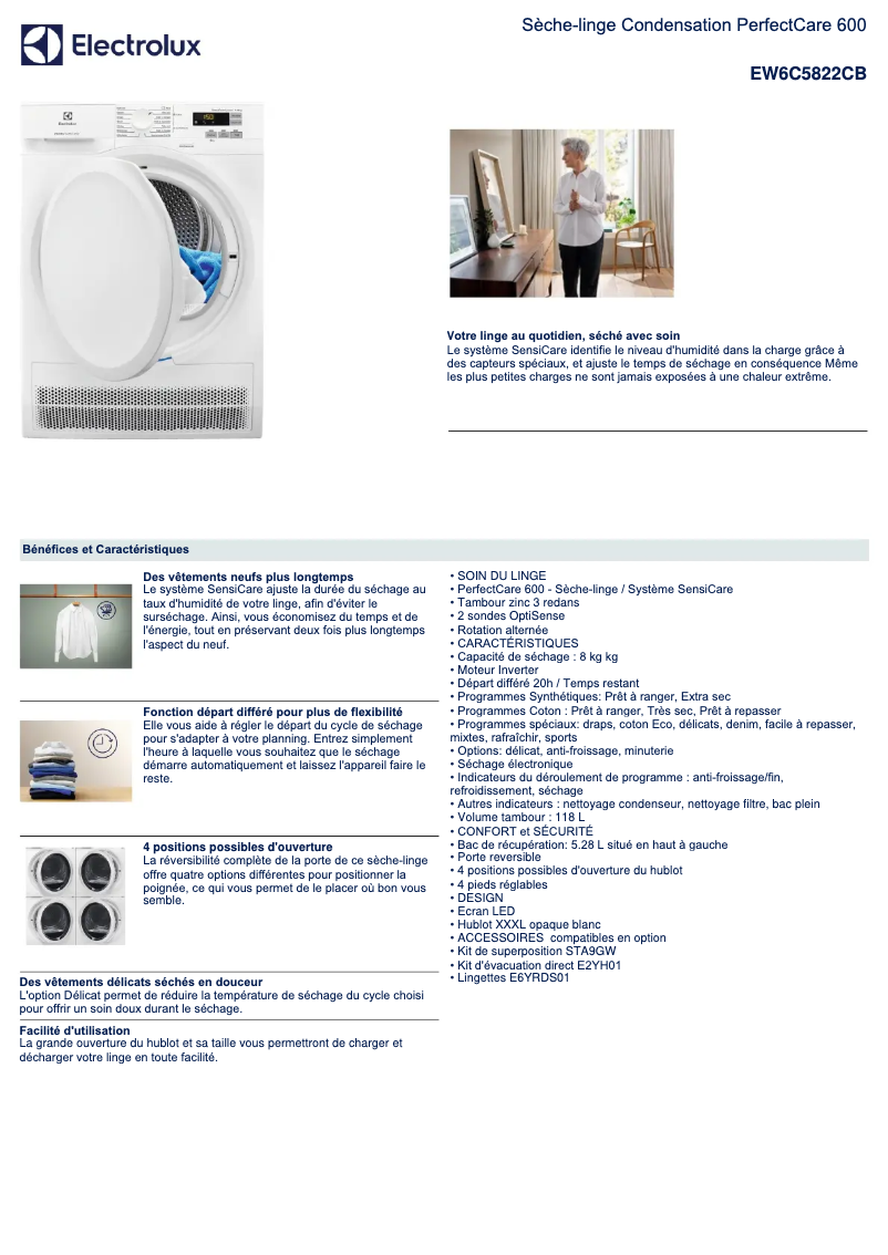 Página 1 del manual Ficha técnica Electrolux EW6C5822CB