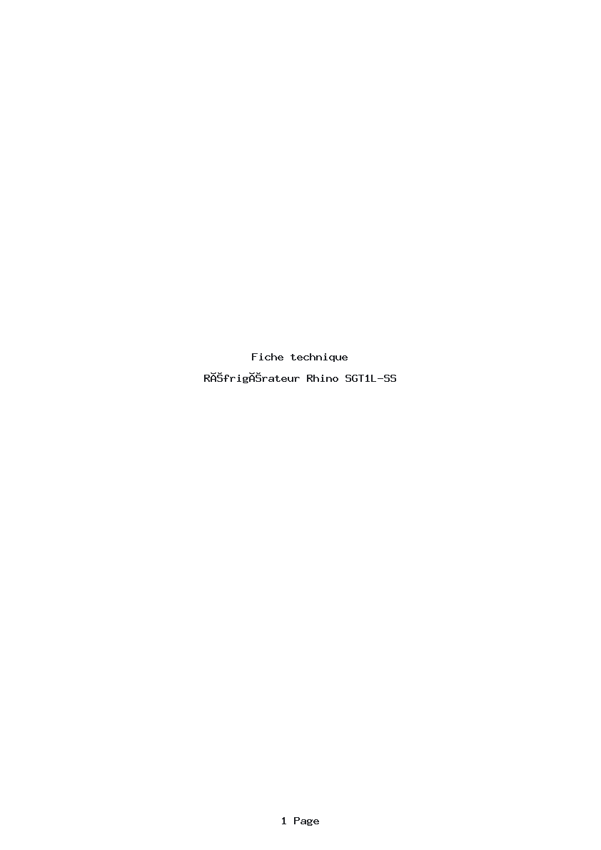 Page 1 de la notice Fiche technique Rhino SGT1L-SS