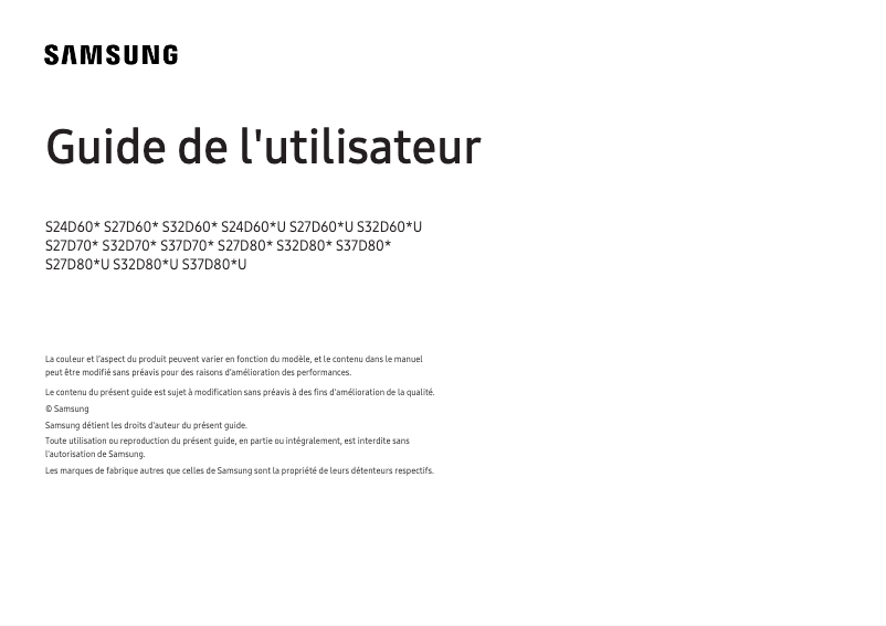 Page 1 de la notice Manuel utilisateur Samsung S32D706EAM