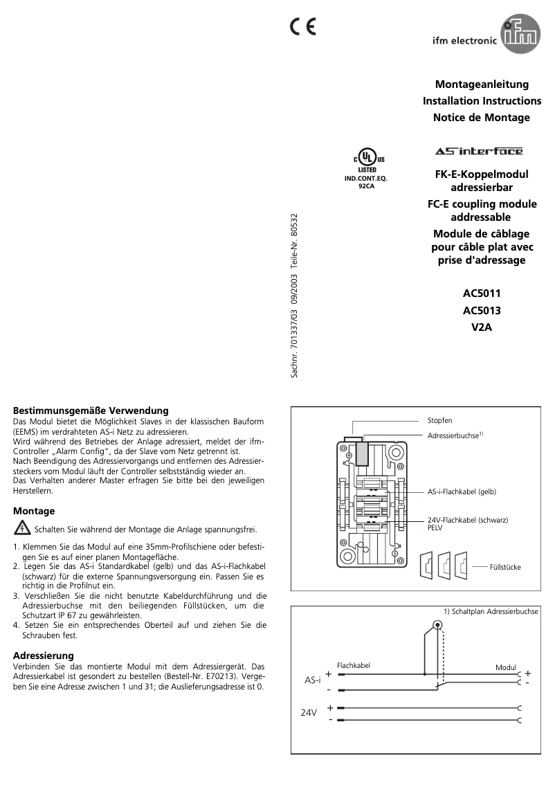 Page 1 de la notice Manuel utilisateur IFM AC5013