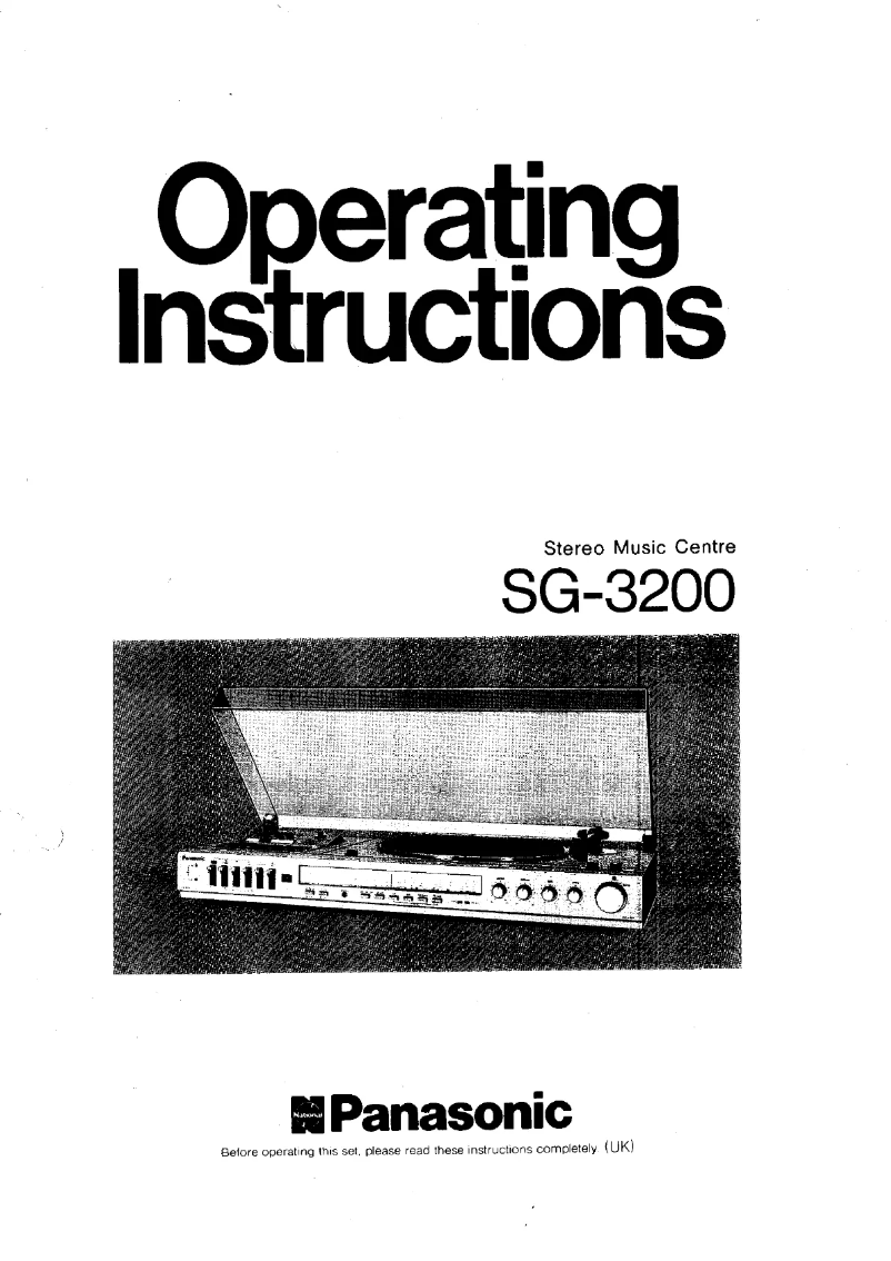 Page 1 de la notice Manuel utilisateur Panasonic SG-3200