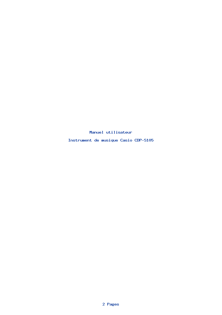 Page 1 de la notice Manuel utilisateur Casio CDP-S105
