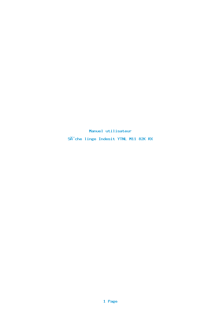 Page 1 de la notice Manuel utilisateur Indesit YTNL M11 82K RX