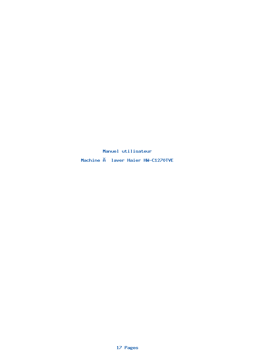 Page 1 de la notice Manuel utilisateur Haier HW-C1270TVE