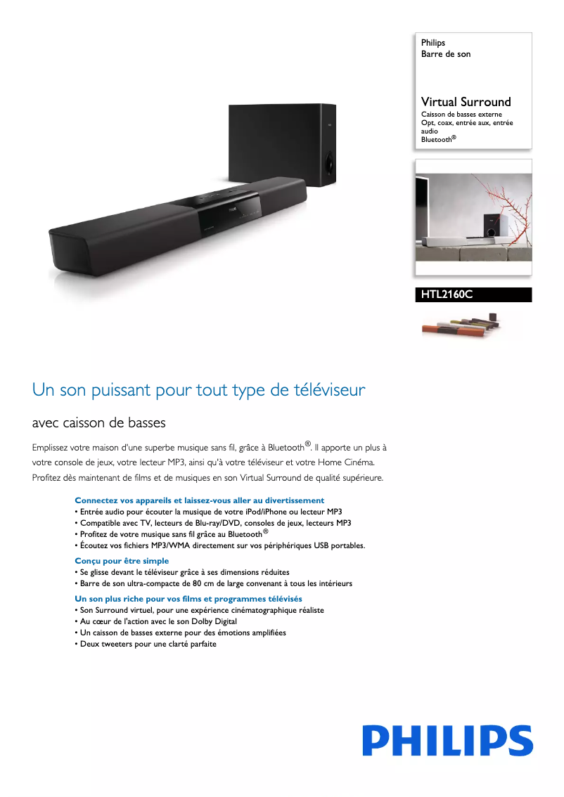 Page 1 of the manual Technical Sheet Philips HTL2160C