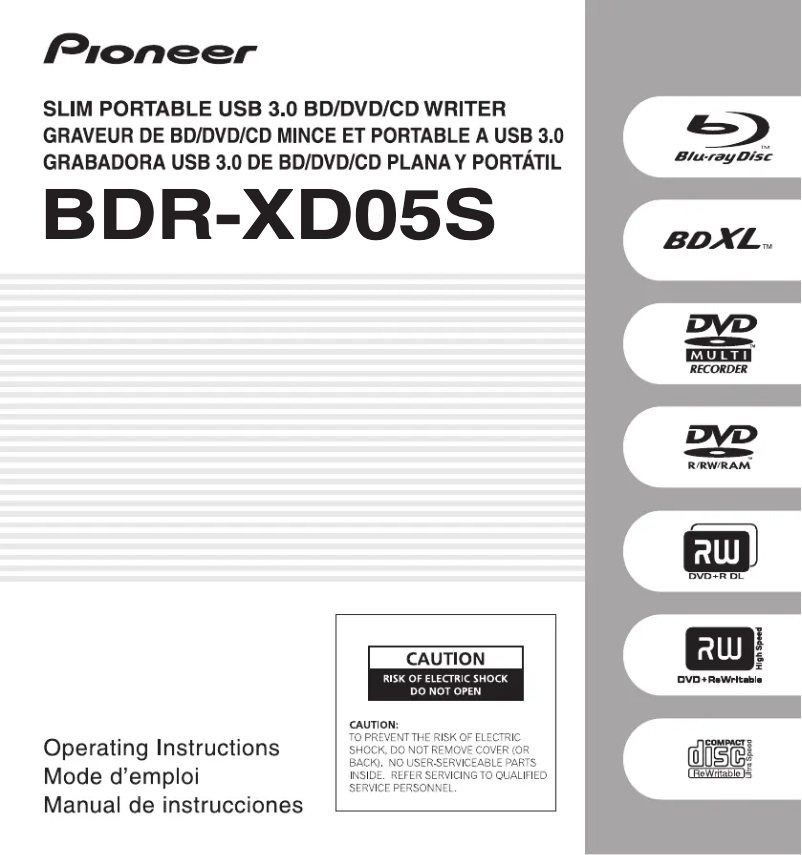 Página 1 del manual Manual de usuario Pioneer BDR-XD05S
