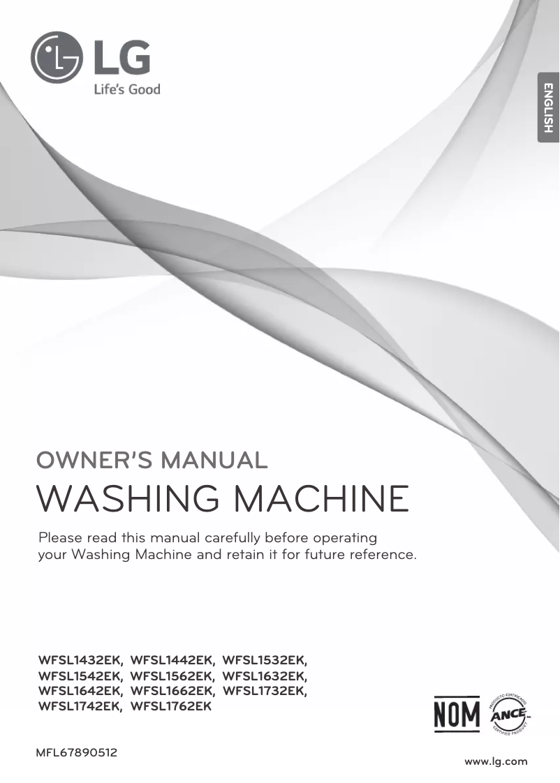 Page 1 of the manual User Manual LG WFSL1762EK