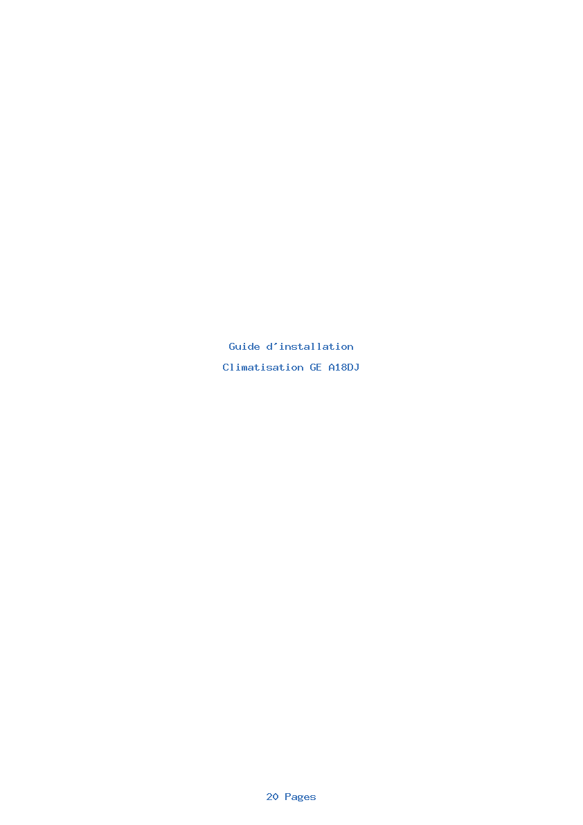 Page 1 de la notice Guide d'installation GE A18DJ