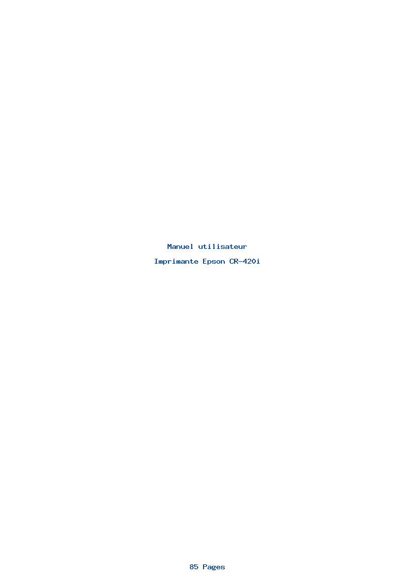 Page 1 de la notice Manuel utilisateur Epson CR-420i