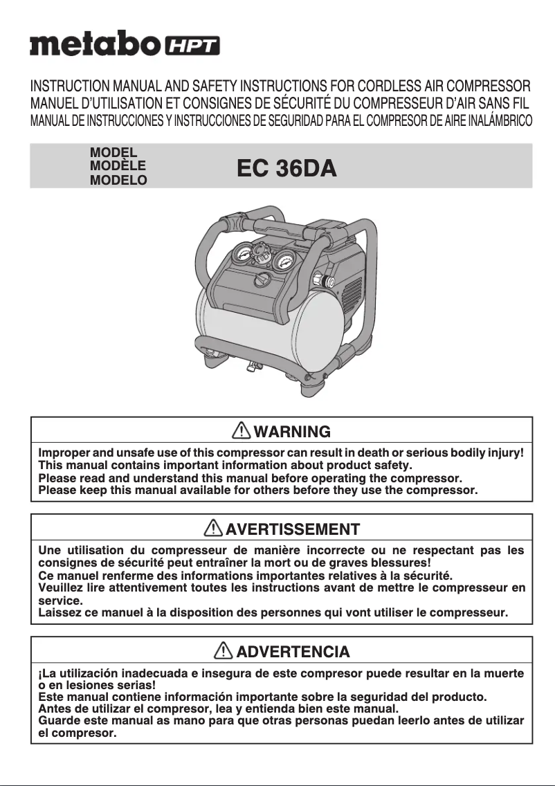 Page 1 of the manual User Manual Metabo EC36DAQ4