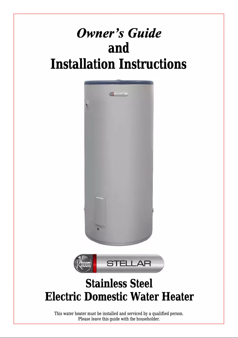 Página 1 del manual Manual de usuario Rheem 4A1160