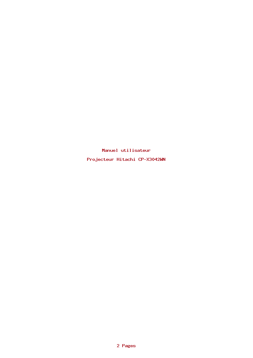 Page 1 de la notice Manuel utilisateur Hitachi CP-X3042WN