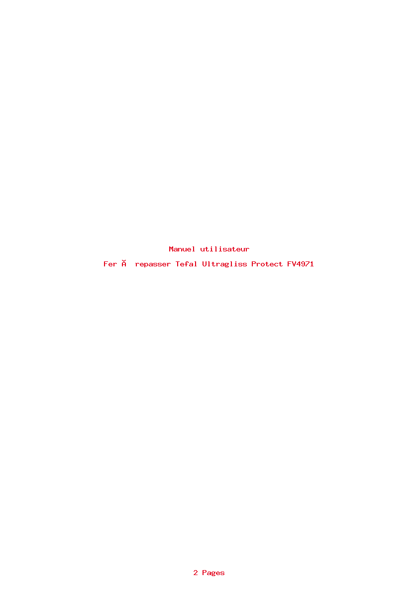Page 1 de la notice Manuel utilisateur Tefal Ultragliss Protect FV4971