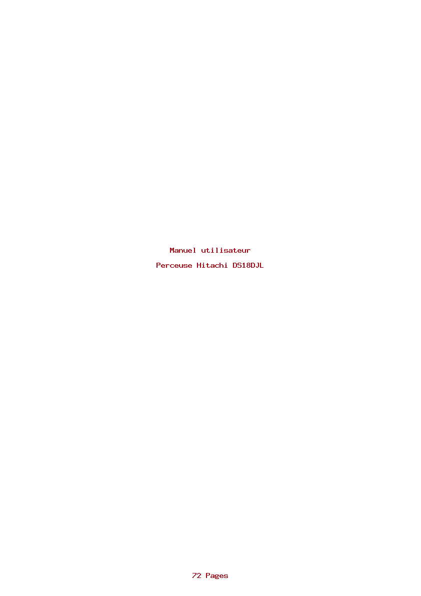 Page 1 de la notice Manuel utilisateur Hitachi DS18DJL