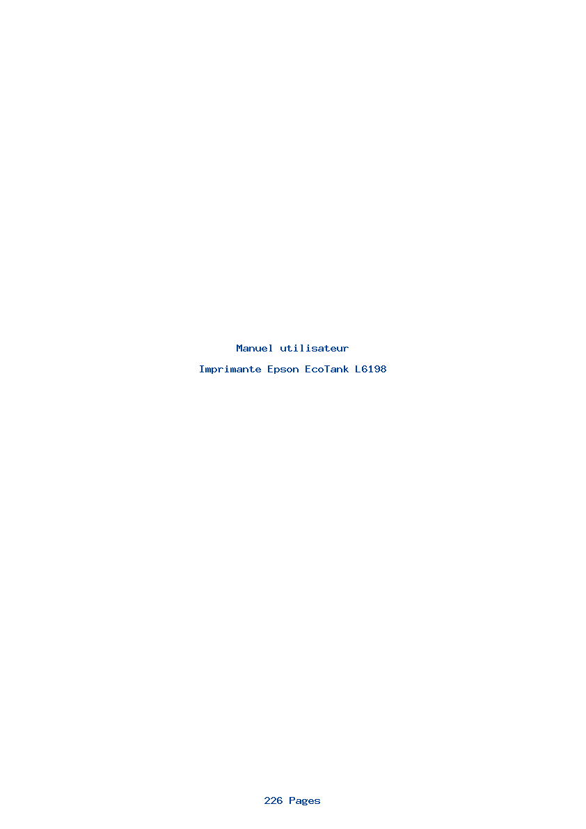 Page 1 de la notice Manuel utilisateur Epson EcoTank L6198