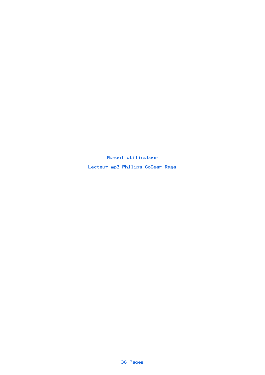 Page 1 de la notice Manuel utilisateur Philips GoGear Raga