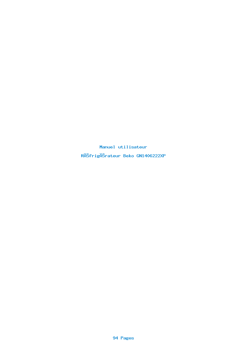 Page 1 de la notice Manuel utilisateur Beko GN1406222XP