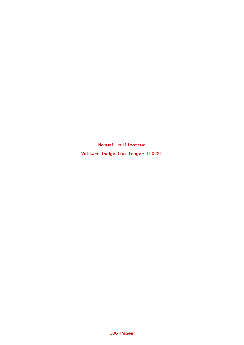 Page 1 de la notice Manuel utilisateur Dodge Challenger (2022)