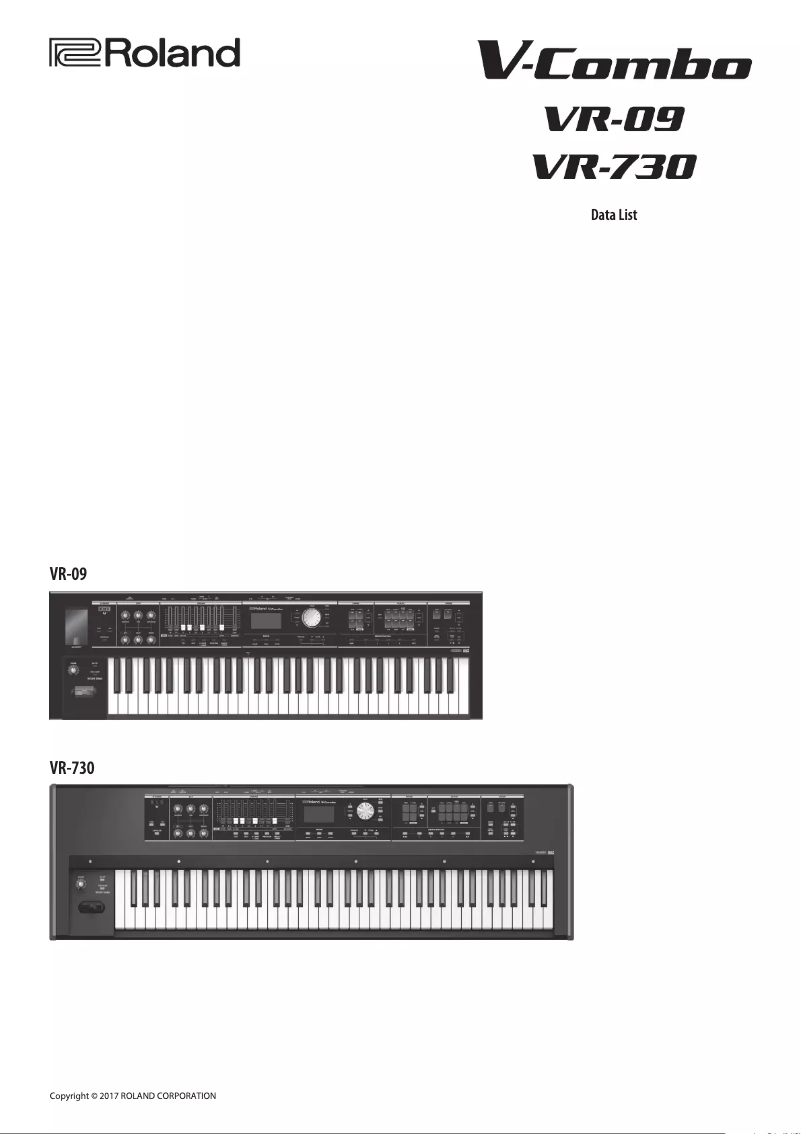 Página 1 del manual Ficha técnica Roland V-Combo VR-09