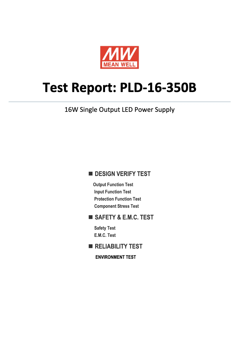 Page 1 de la notice Fiche technique Mean Well PLD-16-350B