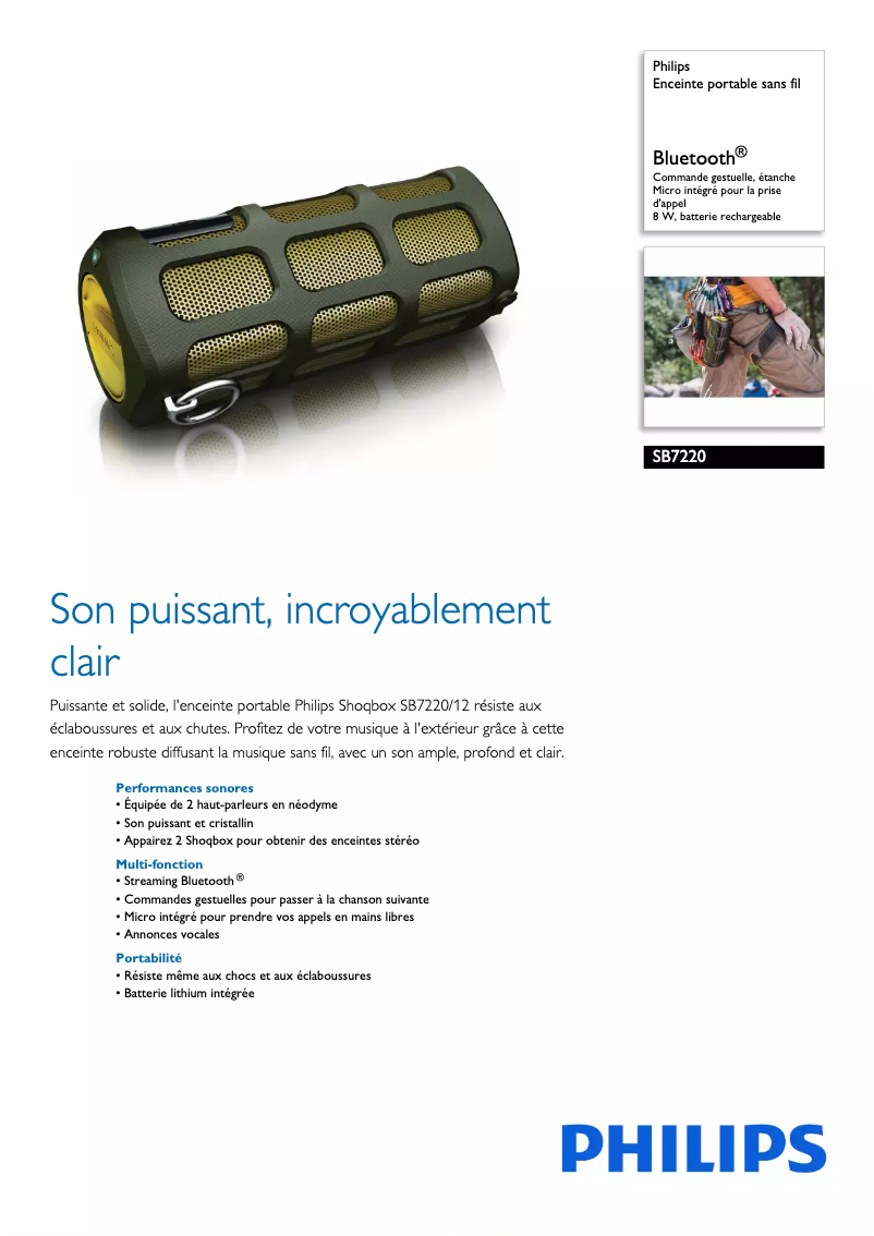 Page 1 of the manual Technical Sheet Philips SB7220