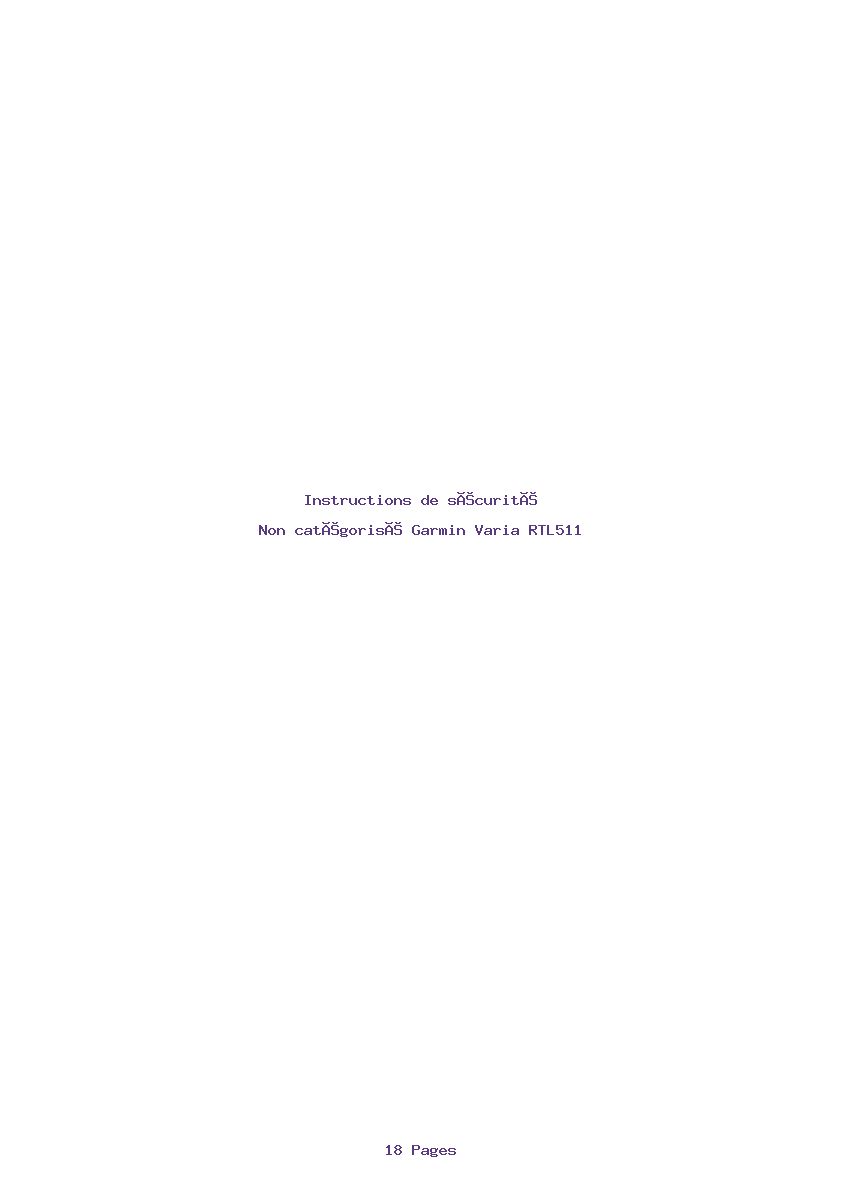 Image de la première page du manuel de l'appareil Varia RTL511