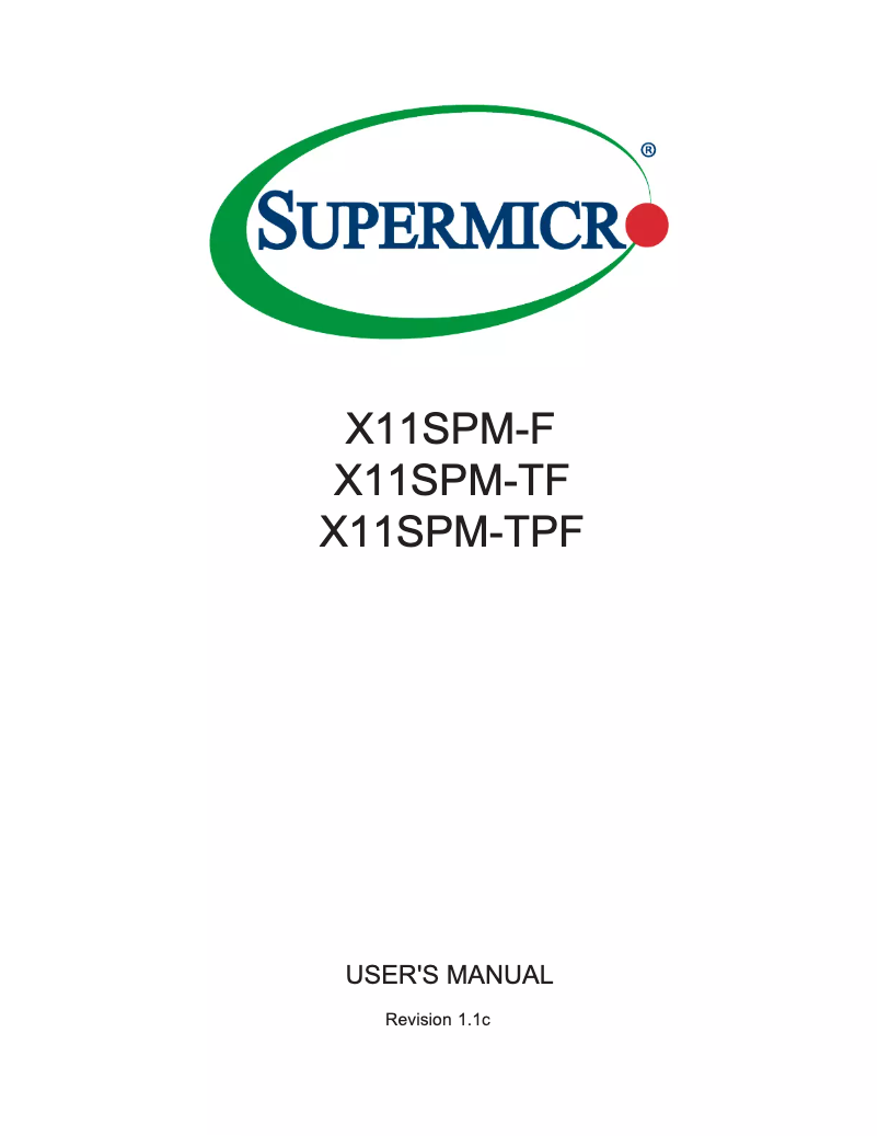 Page 1 de la notice Manuel utilisateur Supermicro X11SPM-TF