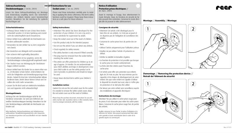 Page 1 de la notice Manuel utilisateur Reer 29010
