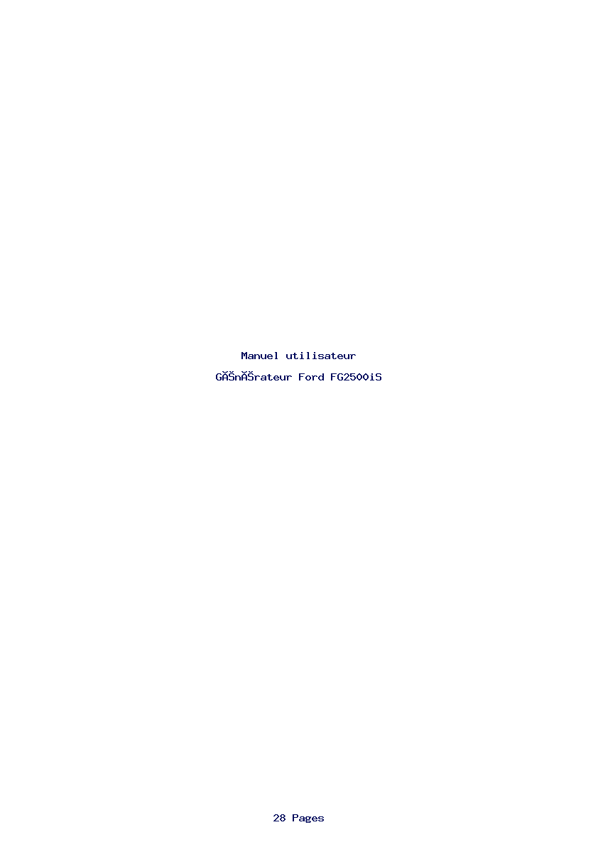 Page 1 de la notice Manuel utilisateur Ford FG2500iS