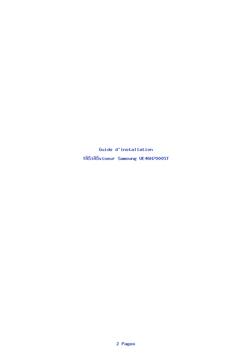 Page 1 de la notice Guide d'installation Samsung UE46H7000ST
