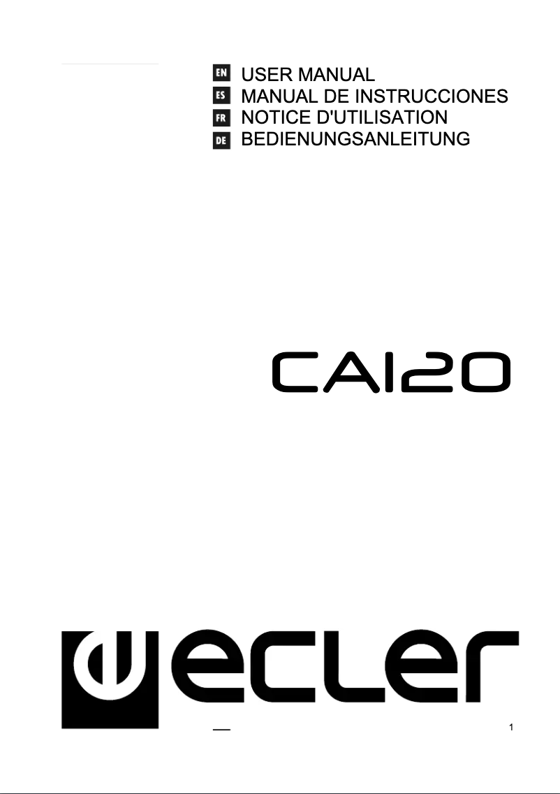 Página 1 del manual Manual de usuario Ecler CA120