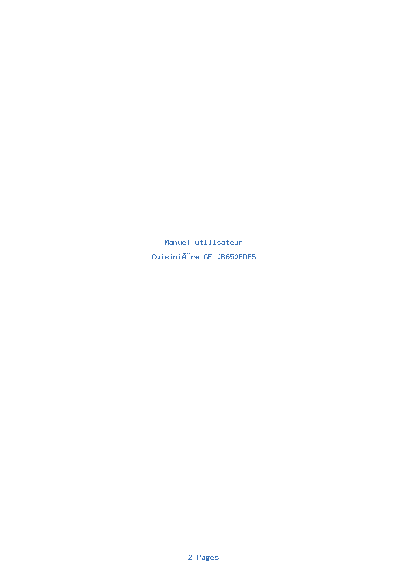 Page 1 de la notice Manuel utilisateur GE JB650EDES