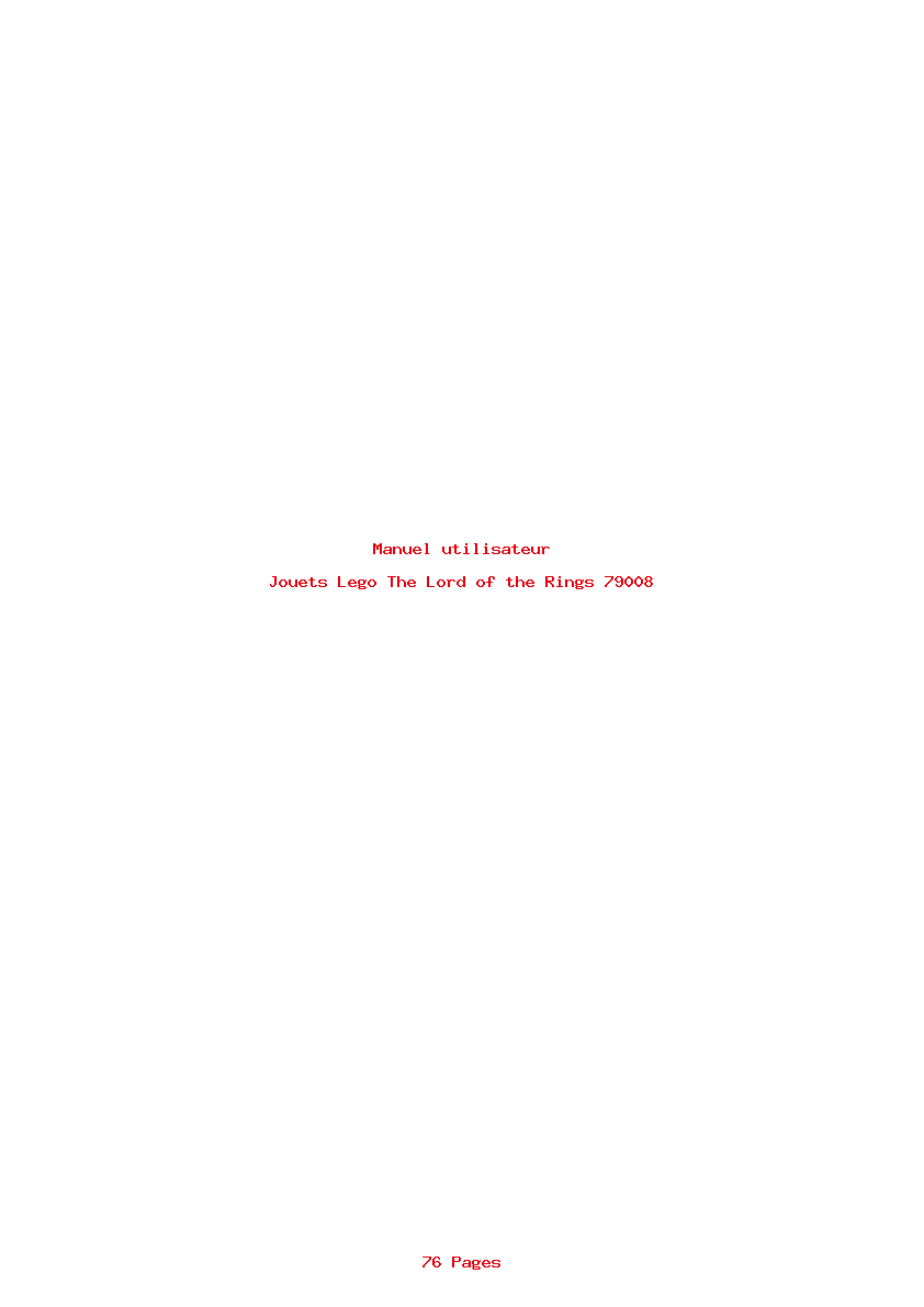 Page 1 de la notice Manuel utilisateur Lego The Lord of the Rings 79008
