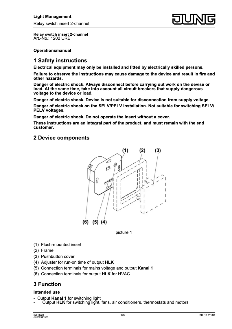 Página 1 del manual Manual de usuario JUNG 1202URE