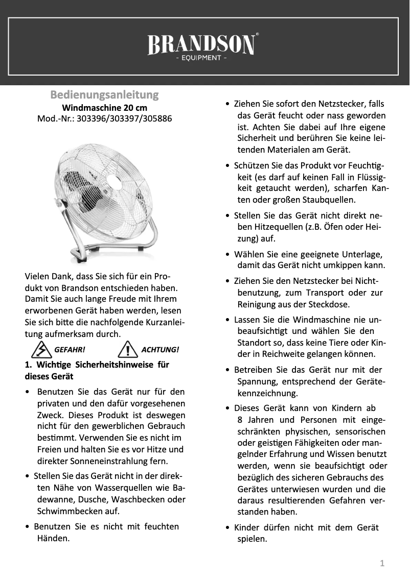 Página 1 del manual Manual de usuario Brandson 305886