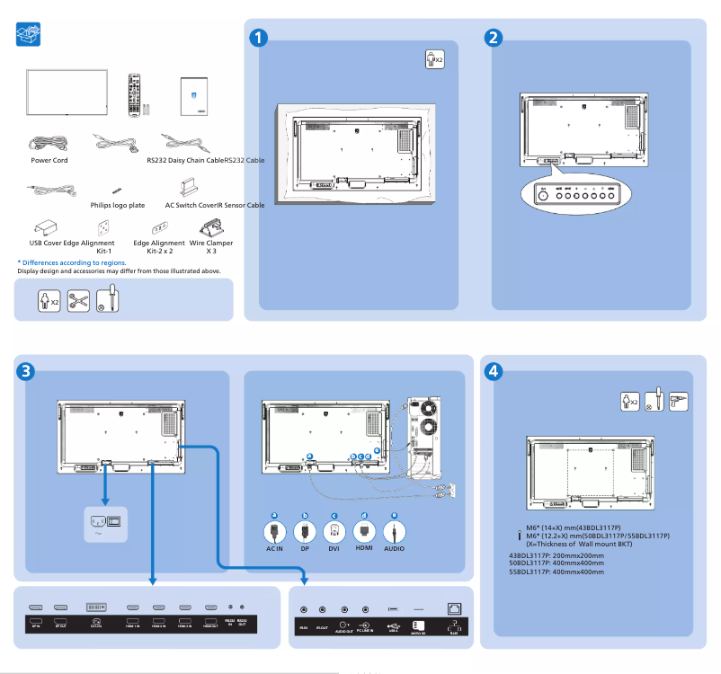 Page 1 of the manual Quick Start Guide Philips 43BDL3117P
